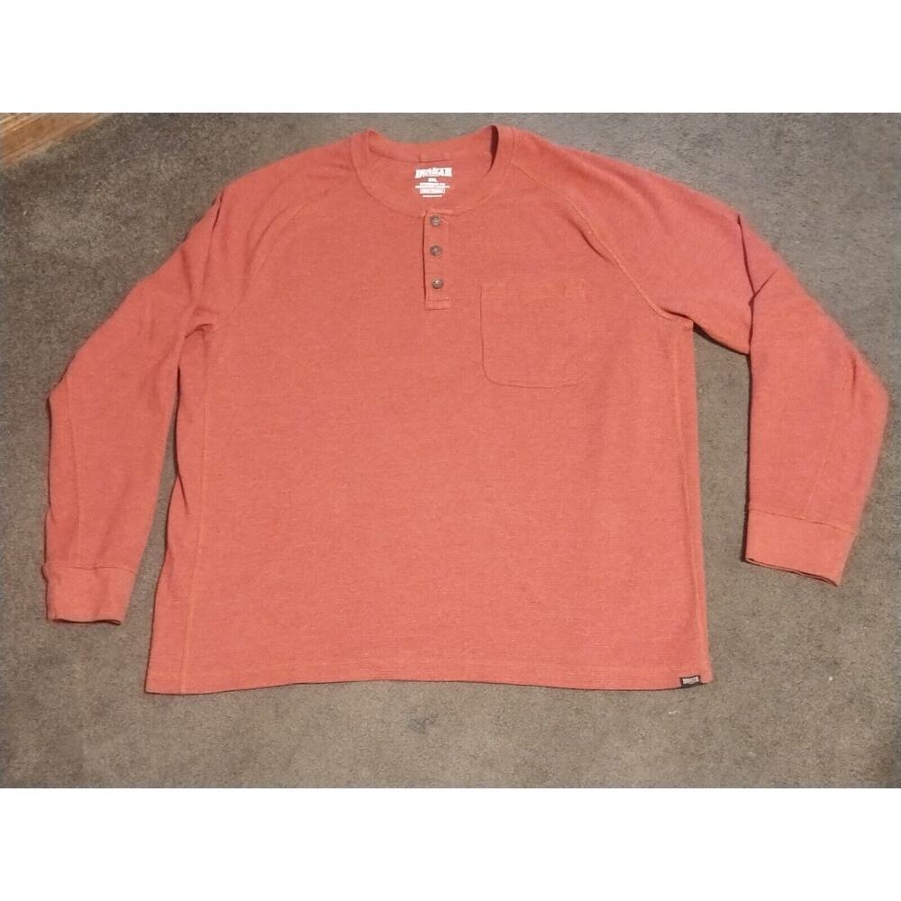 Duluth Burley Thermal Standard Fit Henley Mens 2XL Orange Waffle Knit Standard